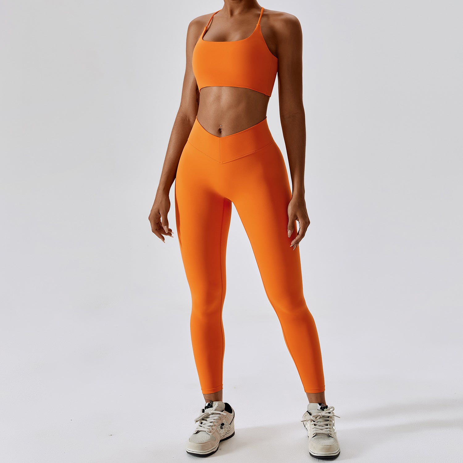 MODEL-007 Women Active Wear Fitness Yoga Set in Orange