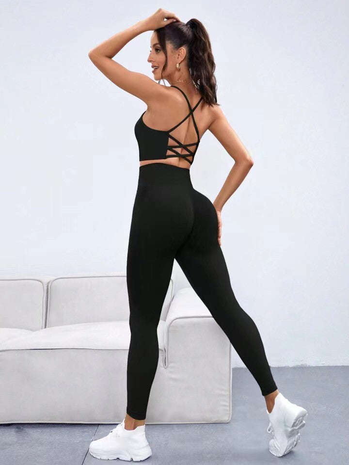 MODEL-011 Black 2 Piece Yoga Outfits set