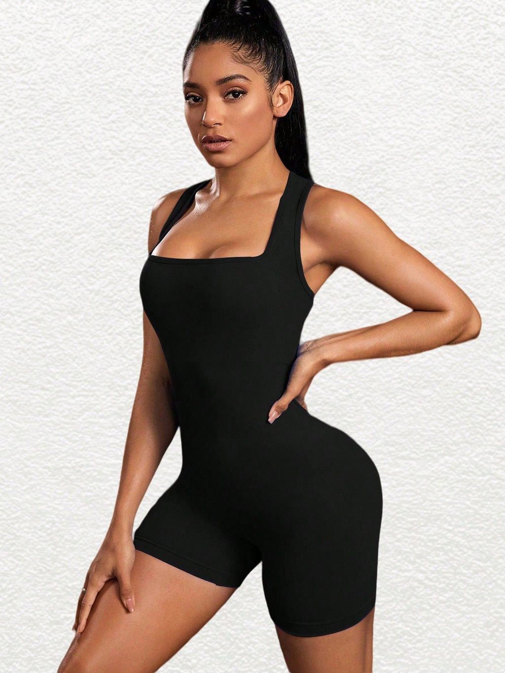 MODEL-010 Black One-Piece Activewear Set