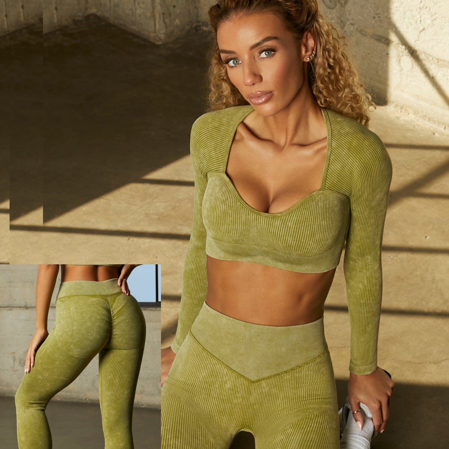 Green Long SleeveActivewear 2pcs Set