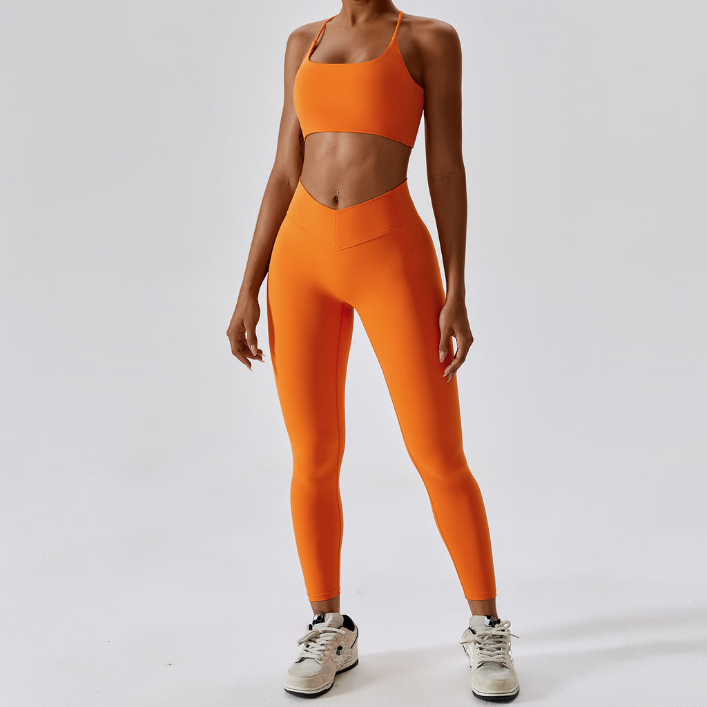 MODEL-007 Women Active Wear Fitness Yoga Set in Orange