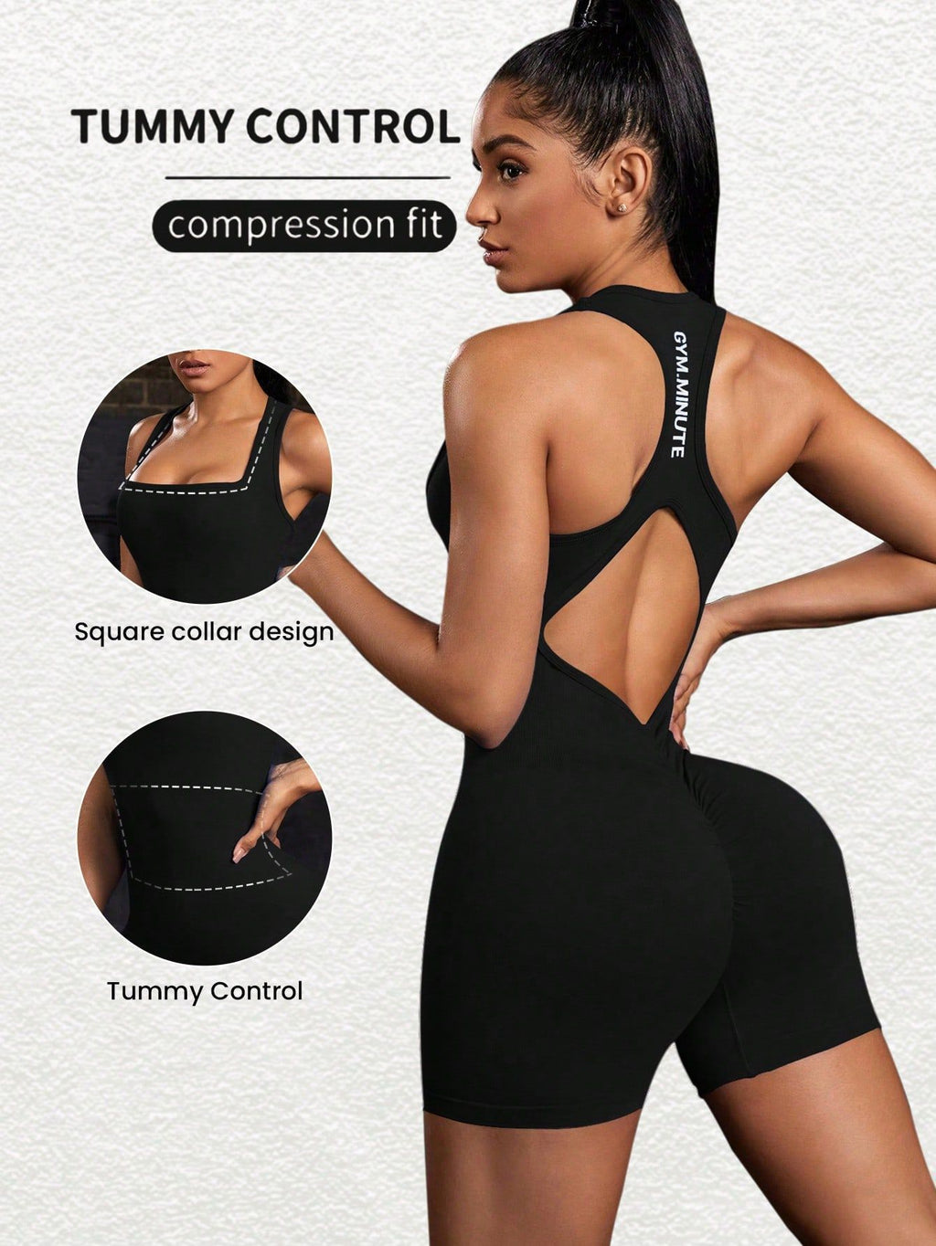 MODEL-010 Black One-Piece Activewear Set