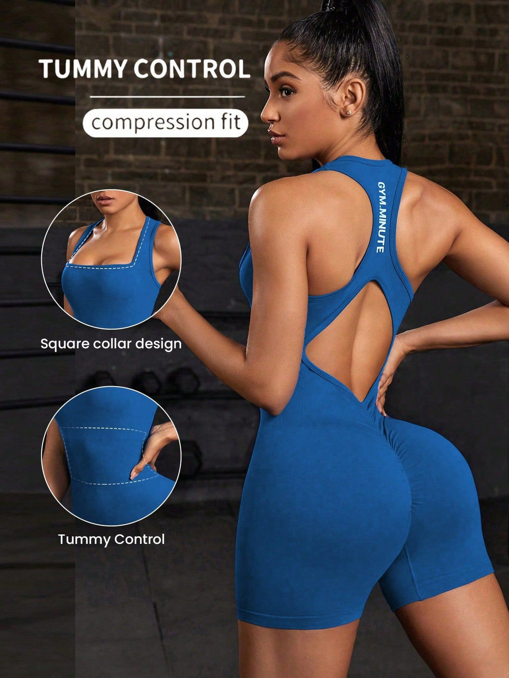 MODEL-010 Blue One-Piece Activewear Set